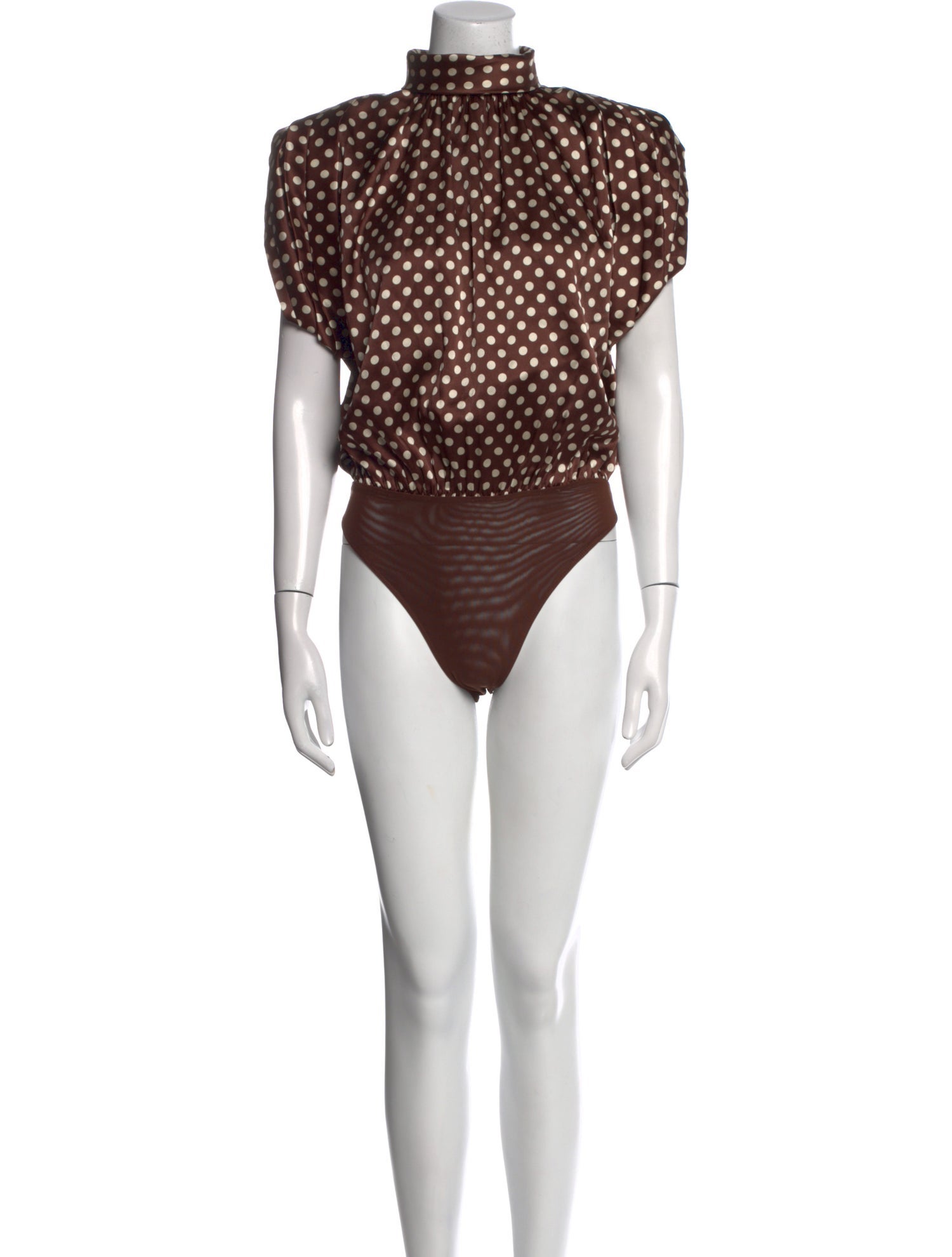 Ronny Kobo Silk Polka Dot Print Bodysuit