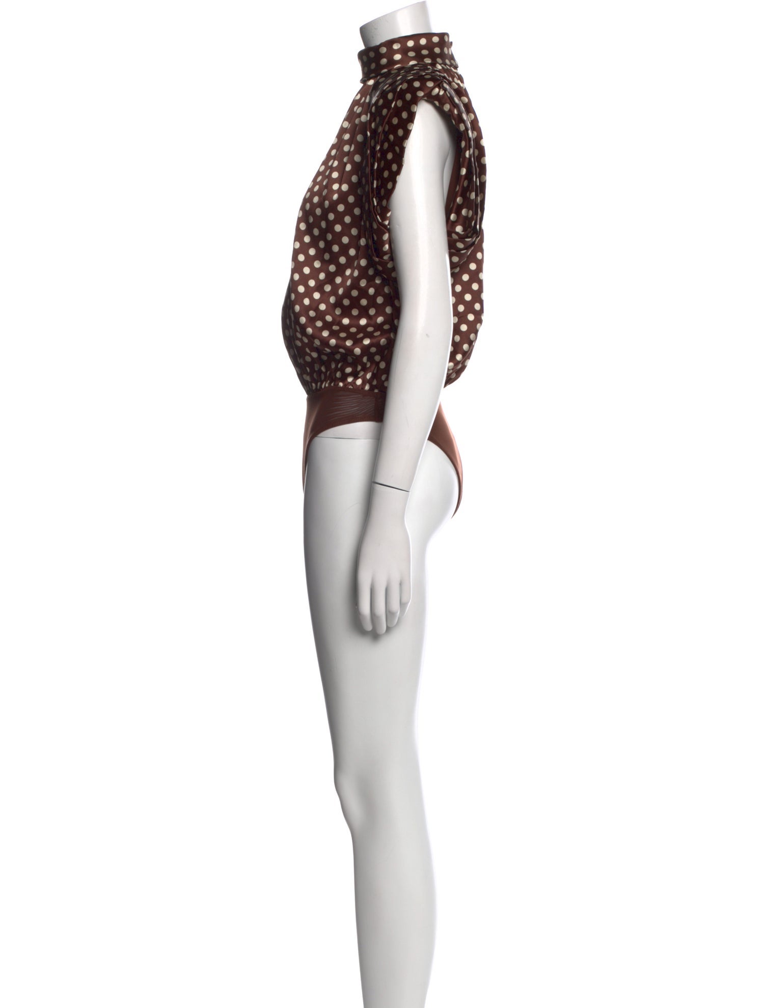 Ronny Kobo Silk Polka Dot Print Bodysuit