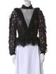 Ronny Kobo Lace Pattern Mock Neck Blouse