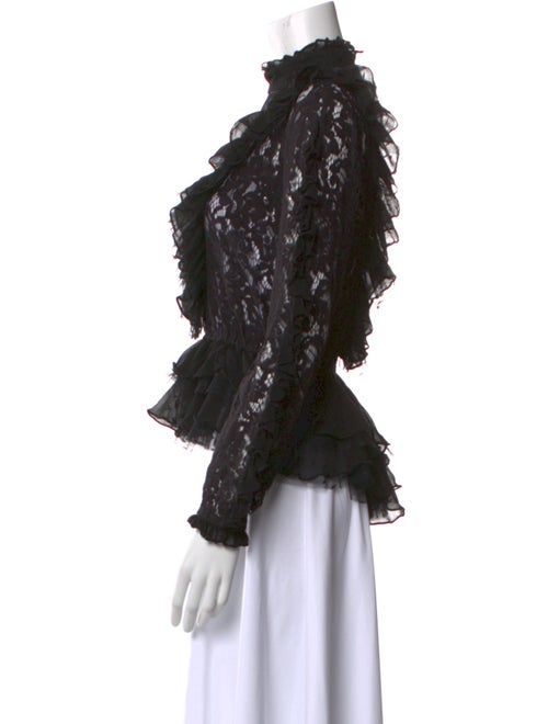 Ronny Kobo Lace Pattern Mock Neck Blouse