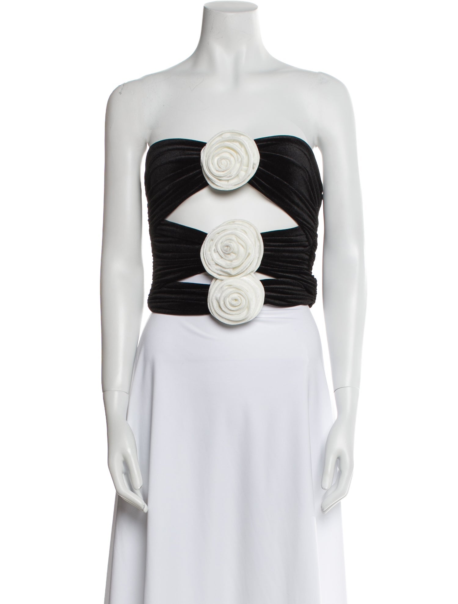 Ronny Kobo Printed Strapless Crop Top