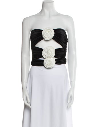 Ronny Kobo Printed Strapless Crop Top