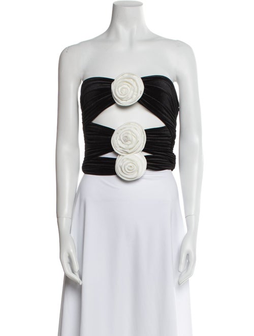 Ronny Kobo Printed Strapless Crop Top