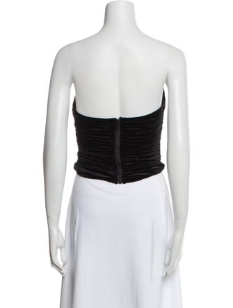 Ronny Kobo Printed Strapless Crop Top