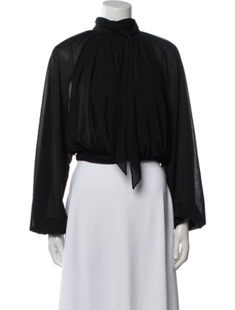 Ronny Kobo Mock Neck Long Sleeve Crop Top