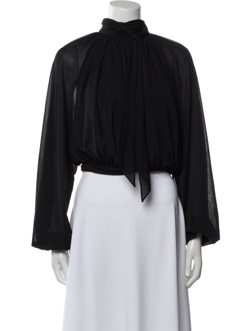 Ronny Kobo Mock Neck Long Sleeve Crop Top