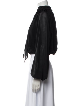 Ronny Kobo Mock Neck Long Sleeve Crop Top