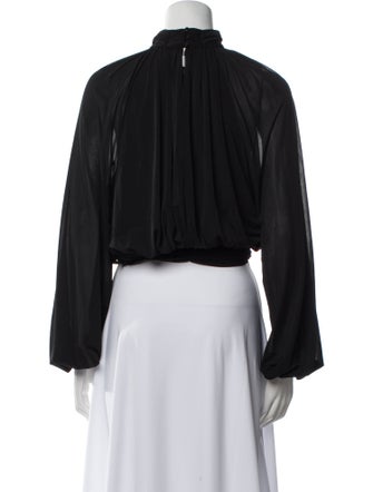 Ronny Kobo Mock Neck Long Sleeve Crop Top