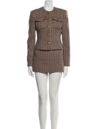Ronny Kobo Houndstooth Print Skirt Suit