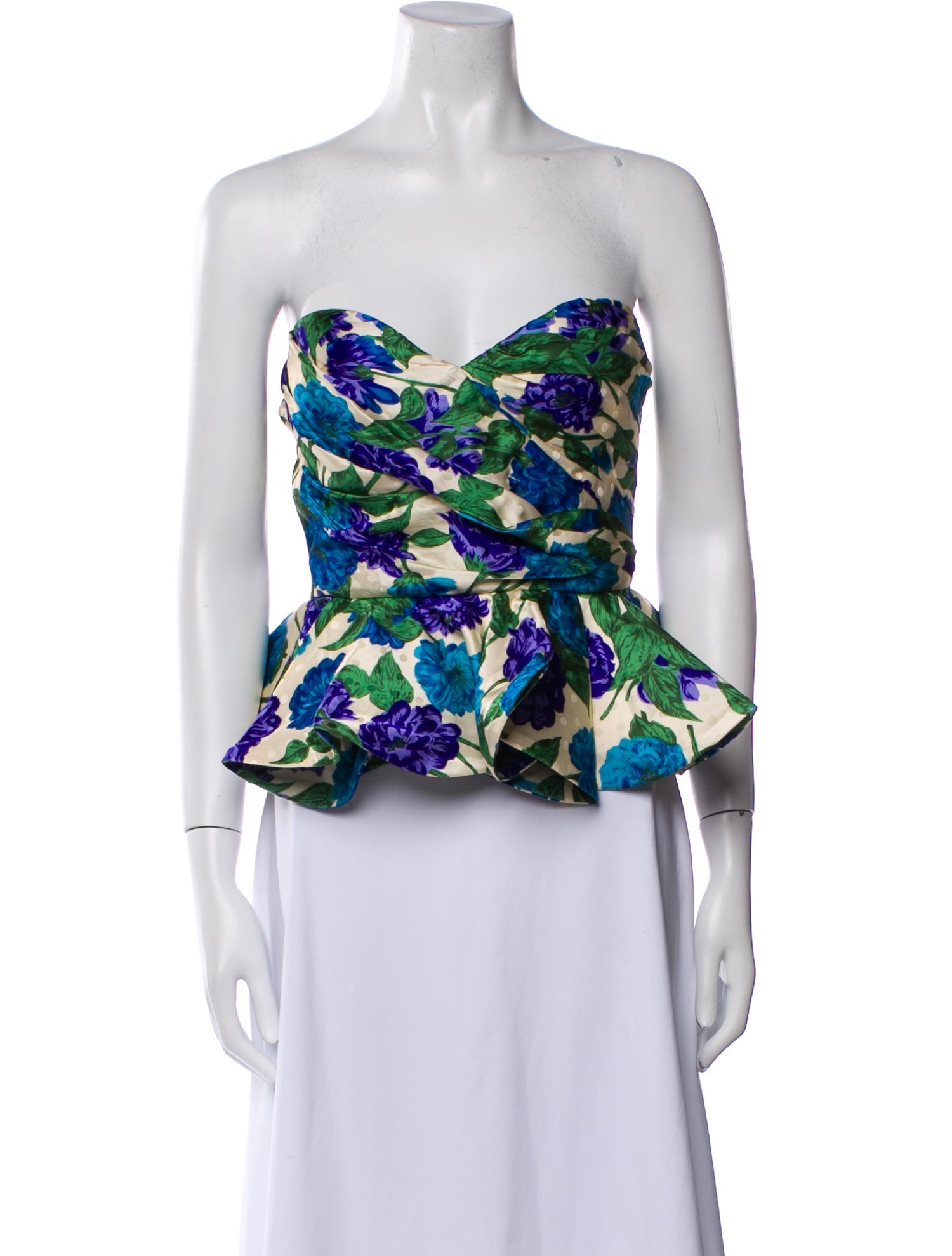 Ronny Kobo Floral Print Strapless Crop Top w/ Tags