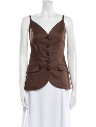 Ronny Kobo Linen V-Neck Top