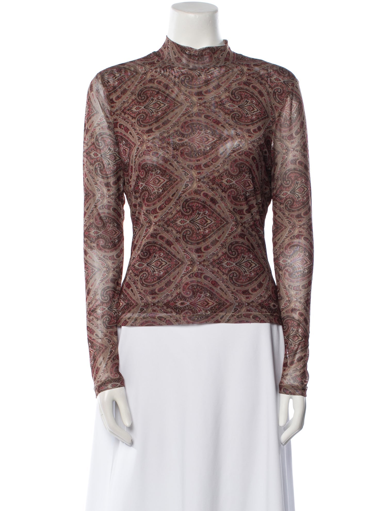 Ronny Kobo Paisley Print Mock Neck Sweatshirt