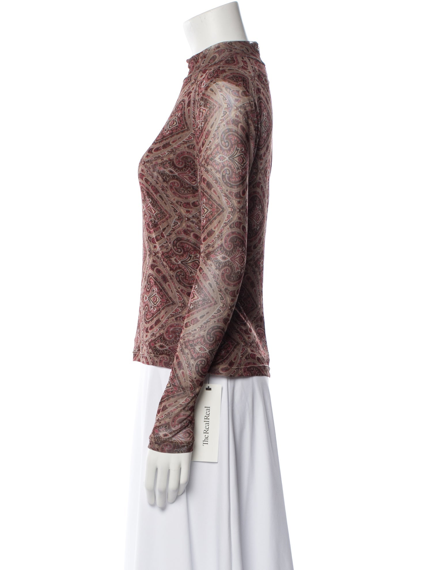 Ronny Kobo Paisley Print Mock Neck Sweatshirt