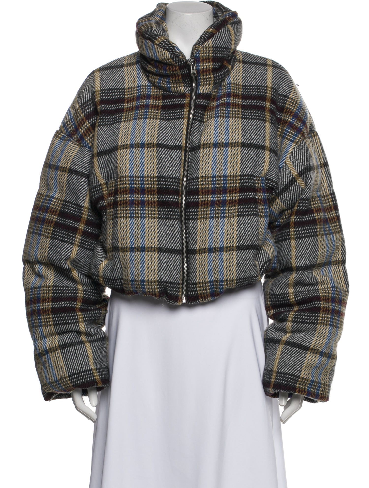 Ronny Kobo Plaid Print Faux Fur Jacket