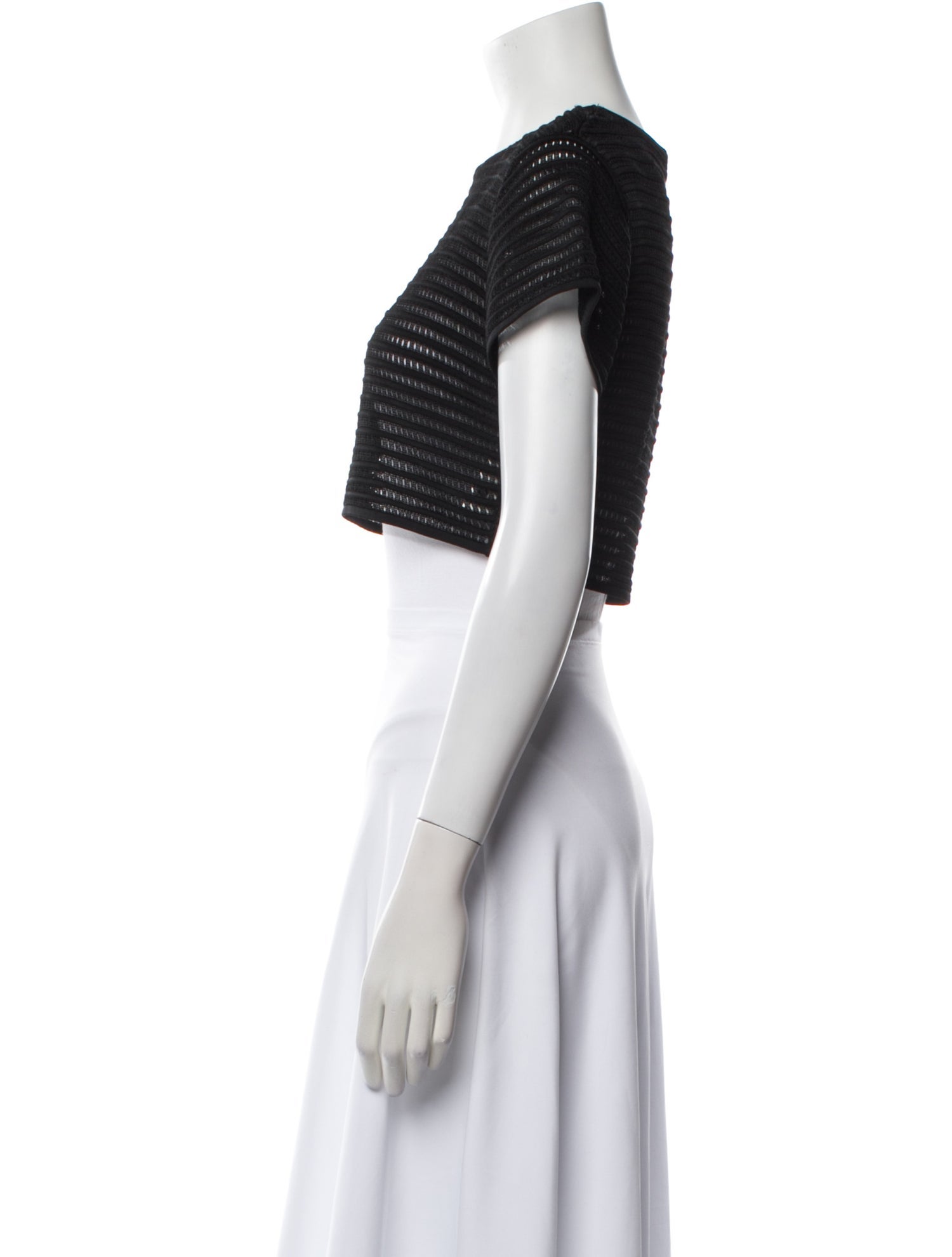 Ronny Kobo Striped Scoop Neck Crop Top