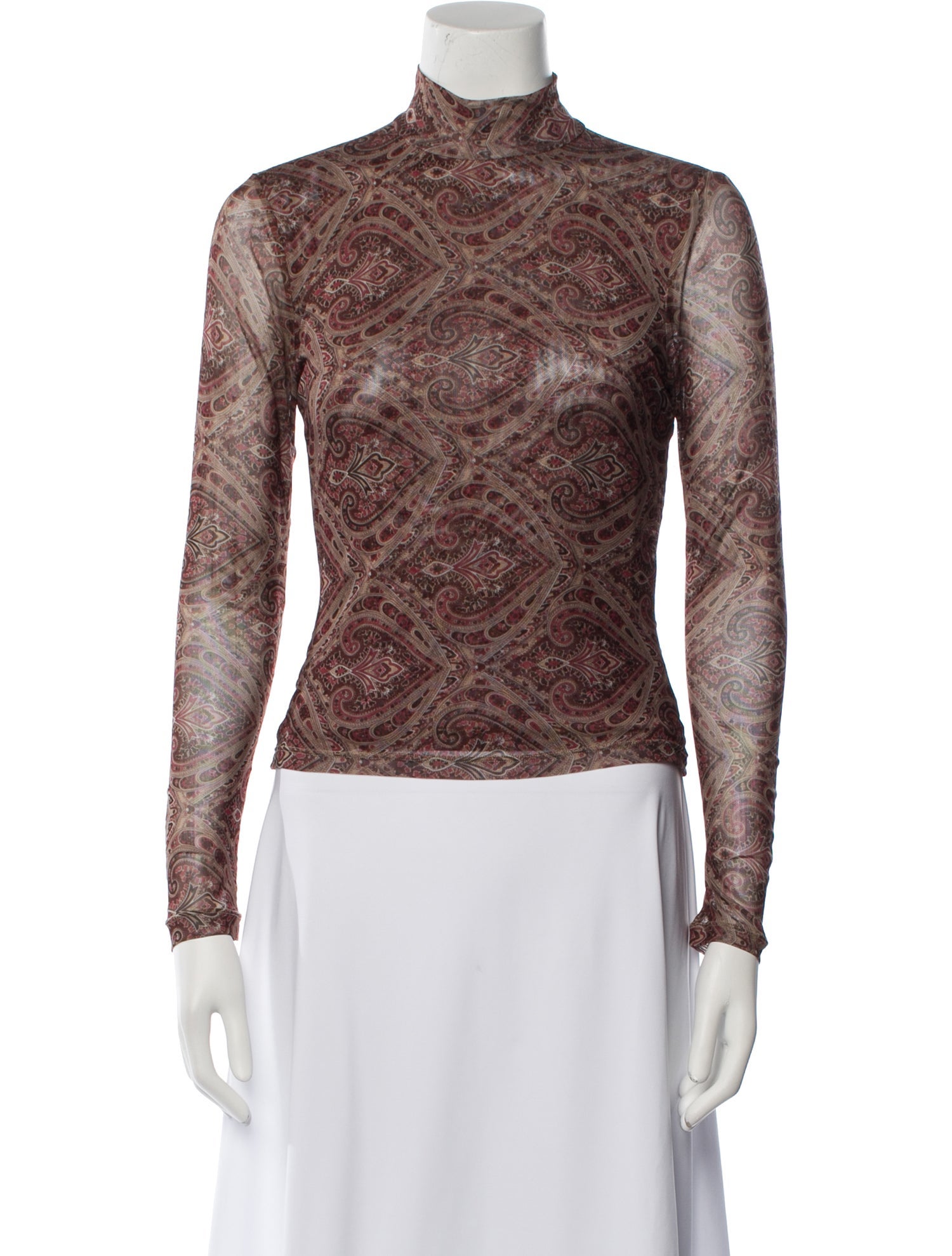 Ronny Kobo Printed Turtleneck Top