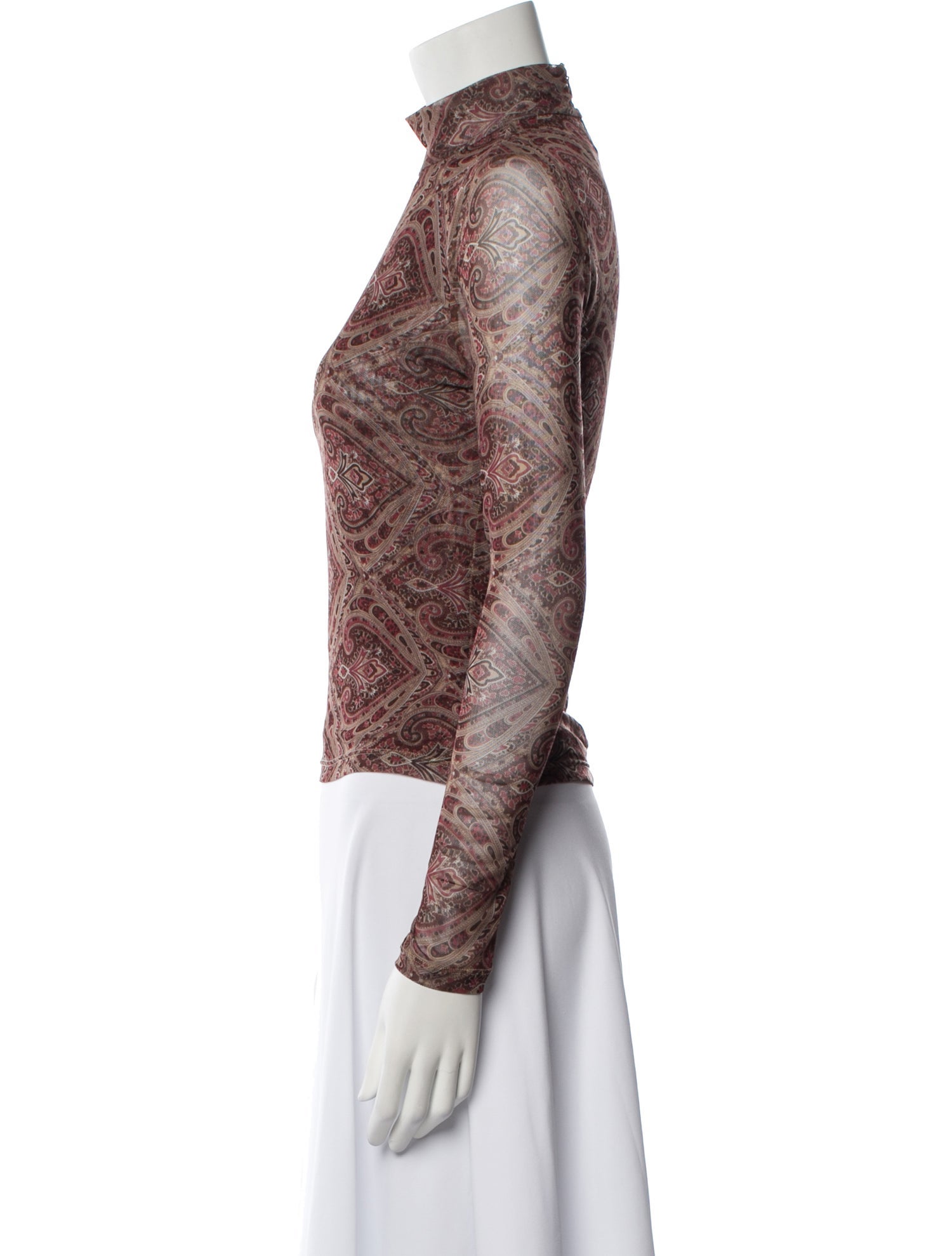 Ronny Kobo Printed Turtleneck Top