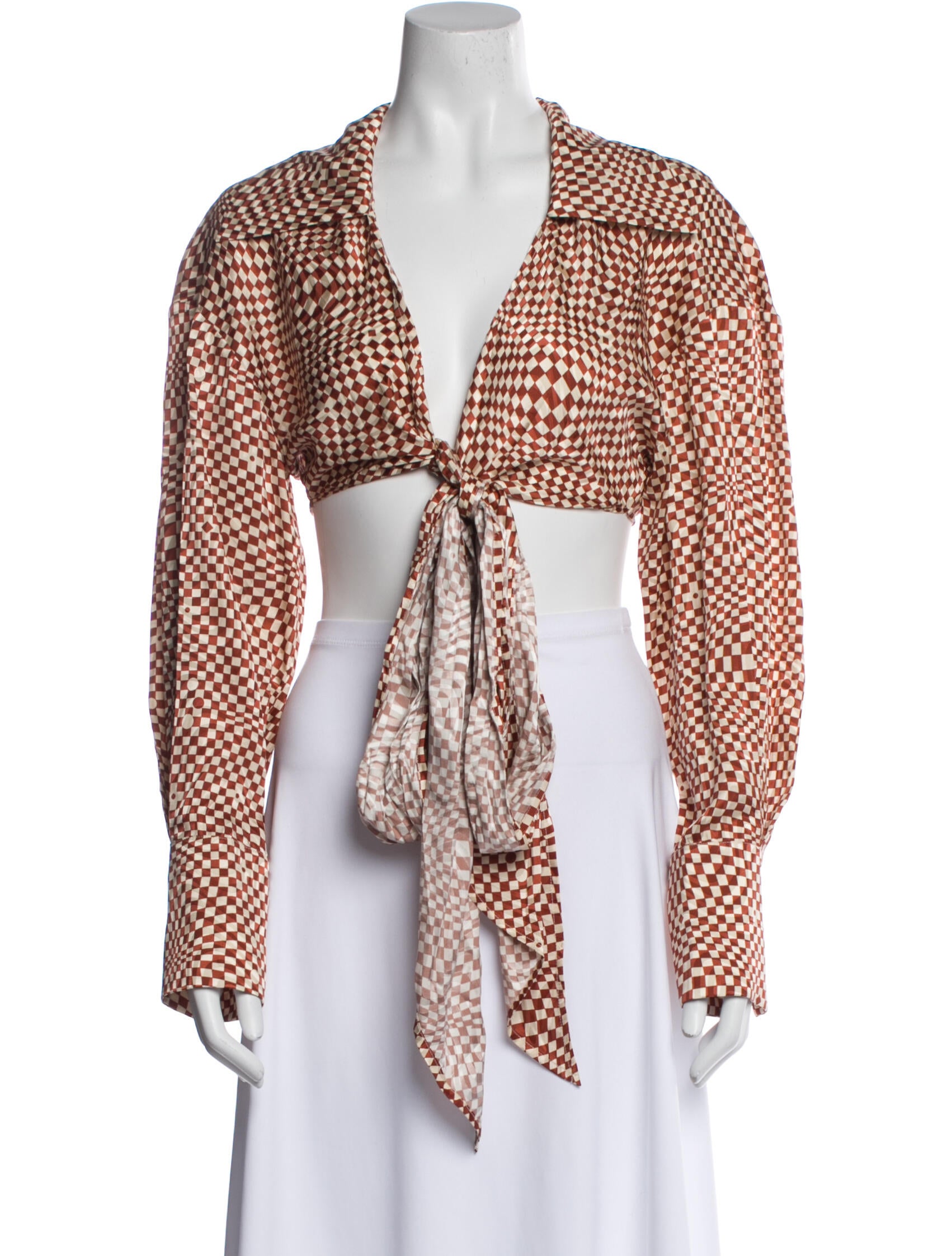 Ronny Kobo Silk Printed Crop Top