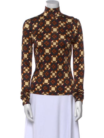 Ronny Kobo Printed Mock Neck Blouse
