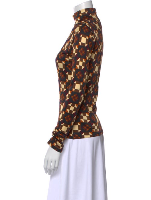 Ronny Kobo Printed Mock Neck Blouse