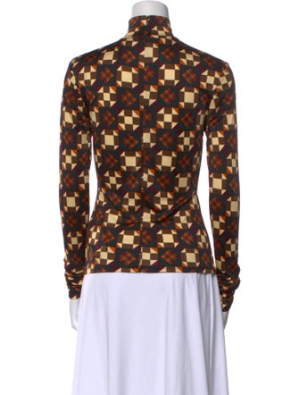 Ronny Kobo Printed Mock Neck Blouse