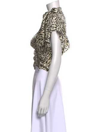 Ronny Kobo Animal Print Mock Neck Crop Top