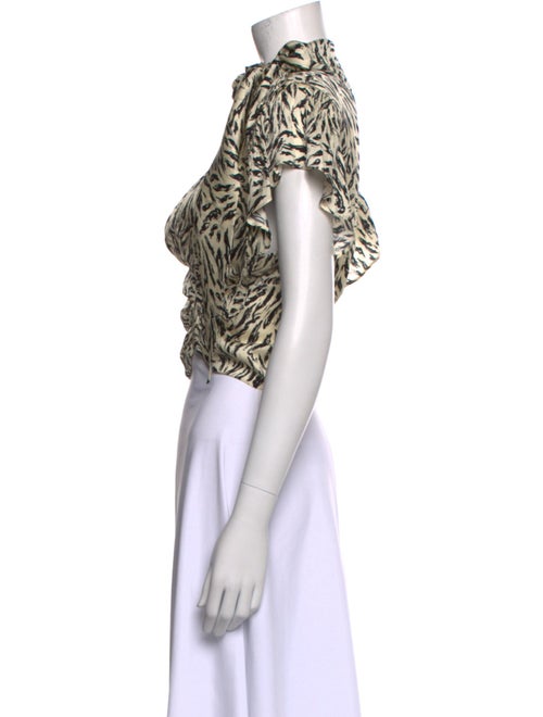 Ronny Kobo Animal Print Mock Neck Crop Top