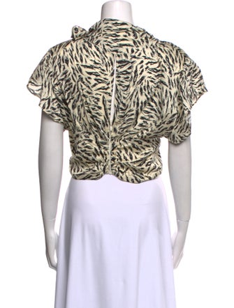 Ronny Kobo Animal Print Mock Neck Crop Top