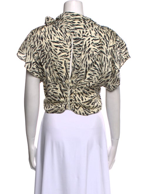 Ronny Kobo Animal Print Mock Neck Crop Top