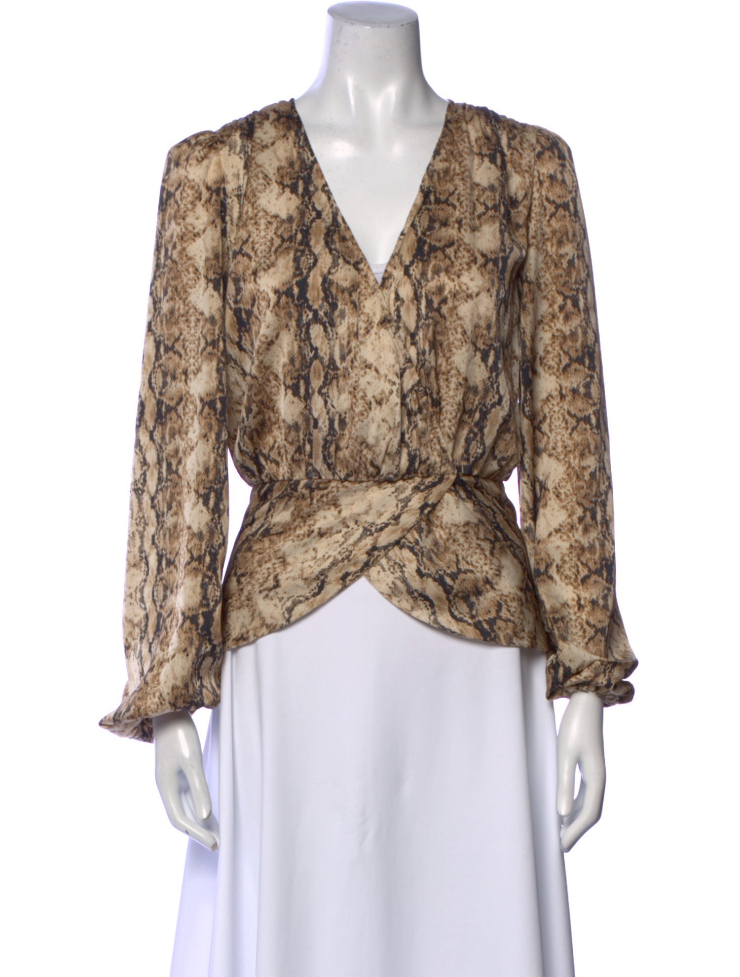 Ronny Kobo Animal Print V-Neck Blouse