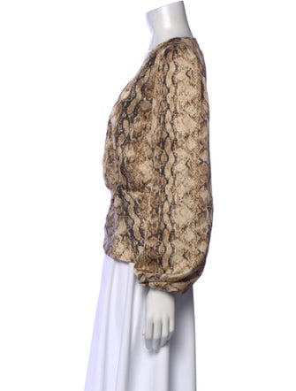 Ronny Kobo Animal Print V-Neck Blouse