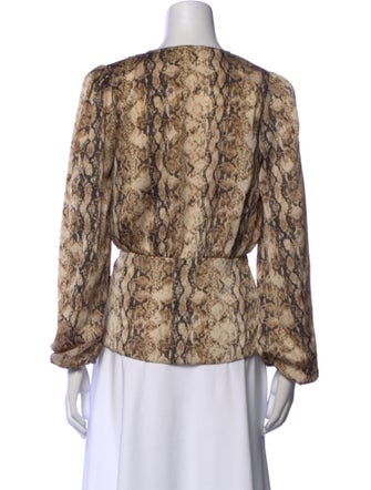Ronny Kobo Animal Print V-Neck Blouse