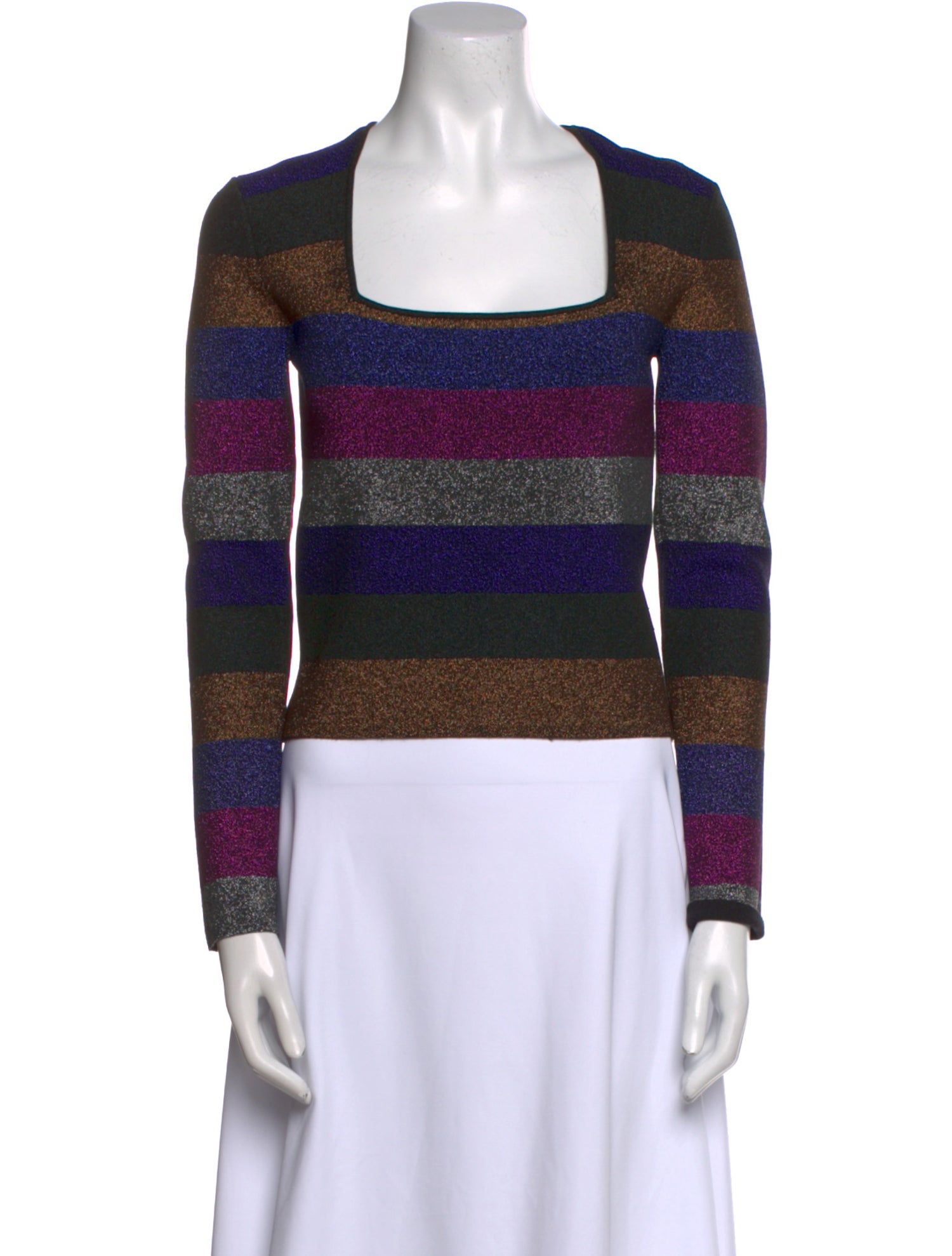 Ronny Kobo Striped Square Neckline Top