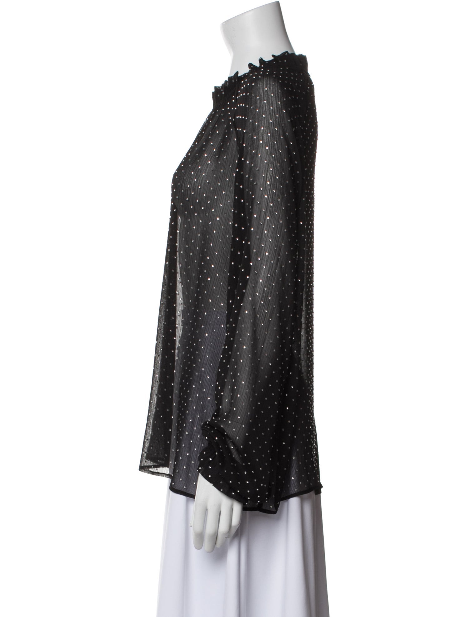 Ronny Kobo Polka Dot Print Bateau Neckline Blouse