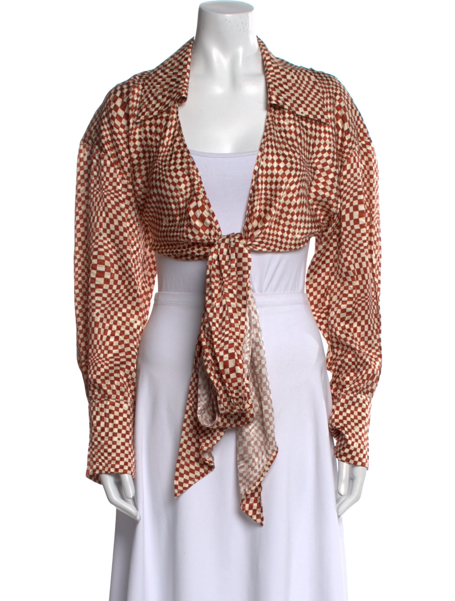 Ronny Kobo Silk Printed Crop Top