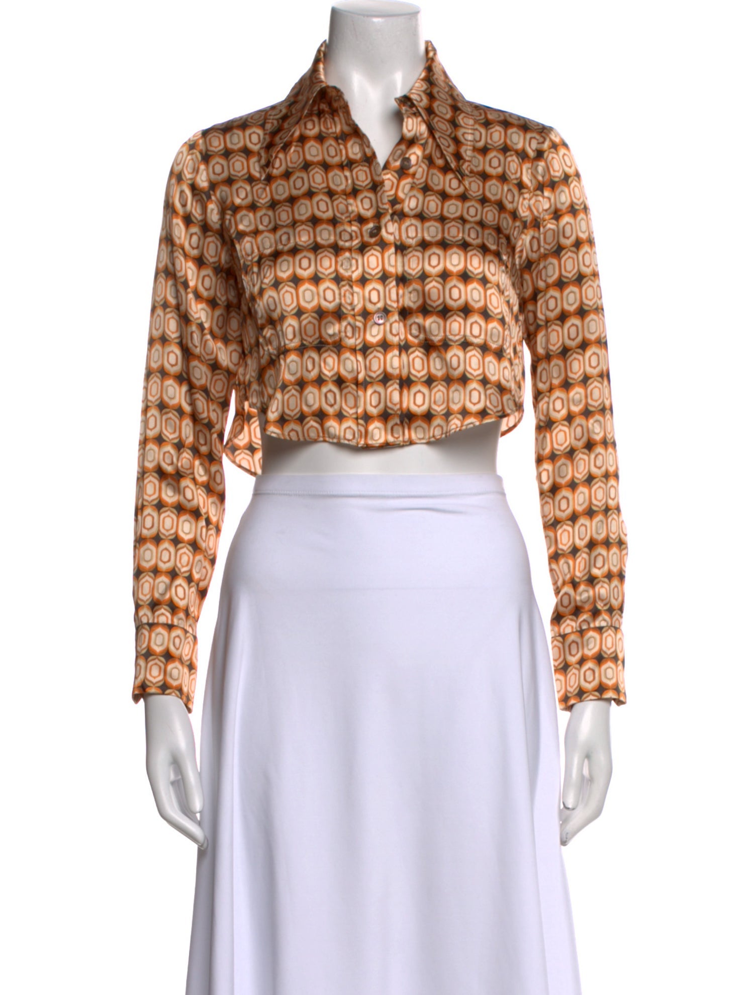 Ronny Kobo Silk Printed Crop Top