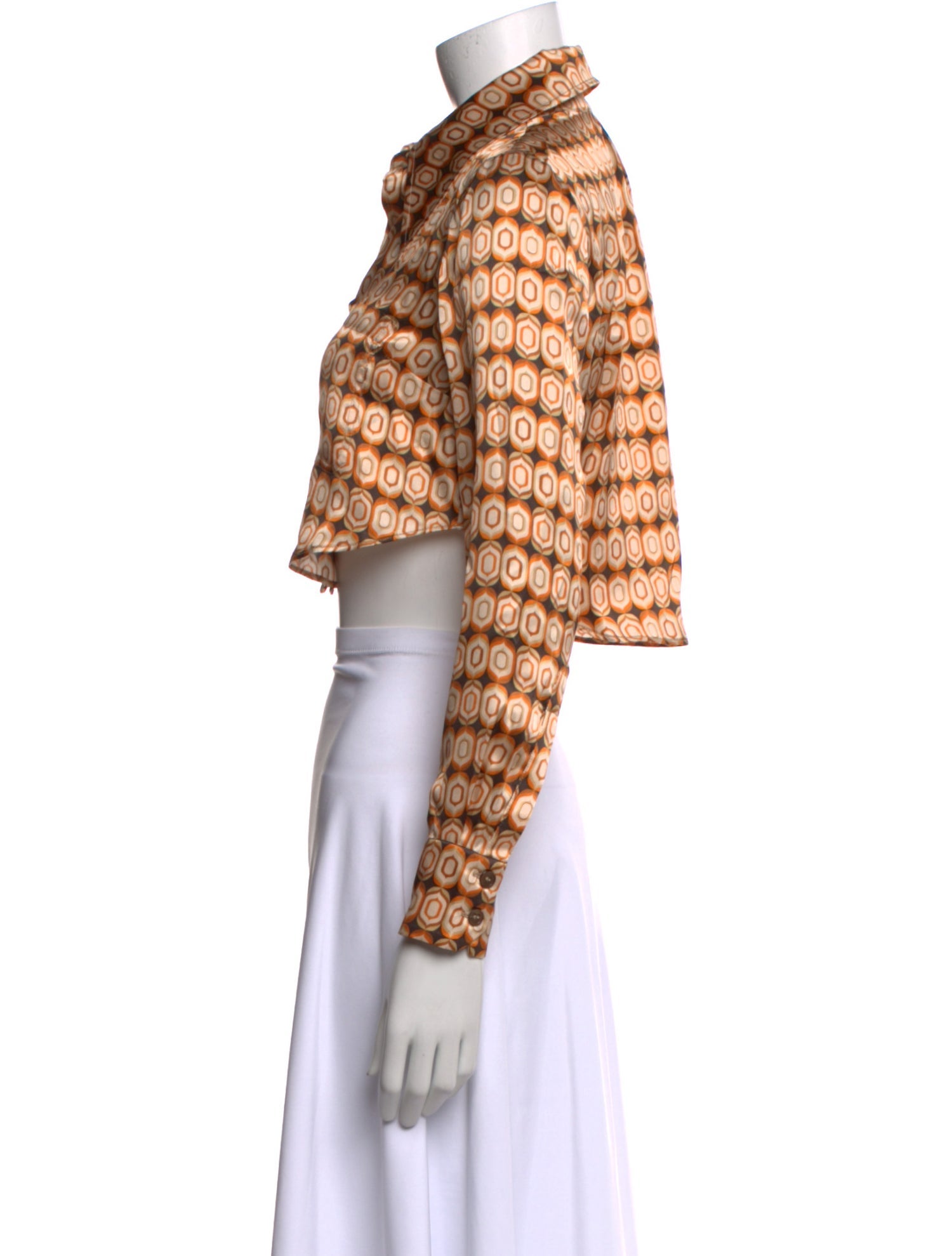 Ronny Kobo Silk Printed Crop Top