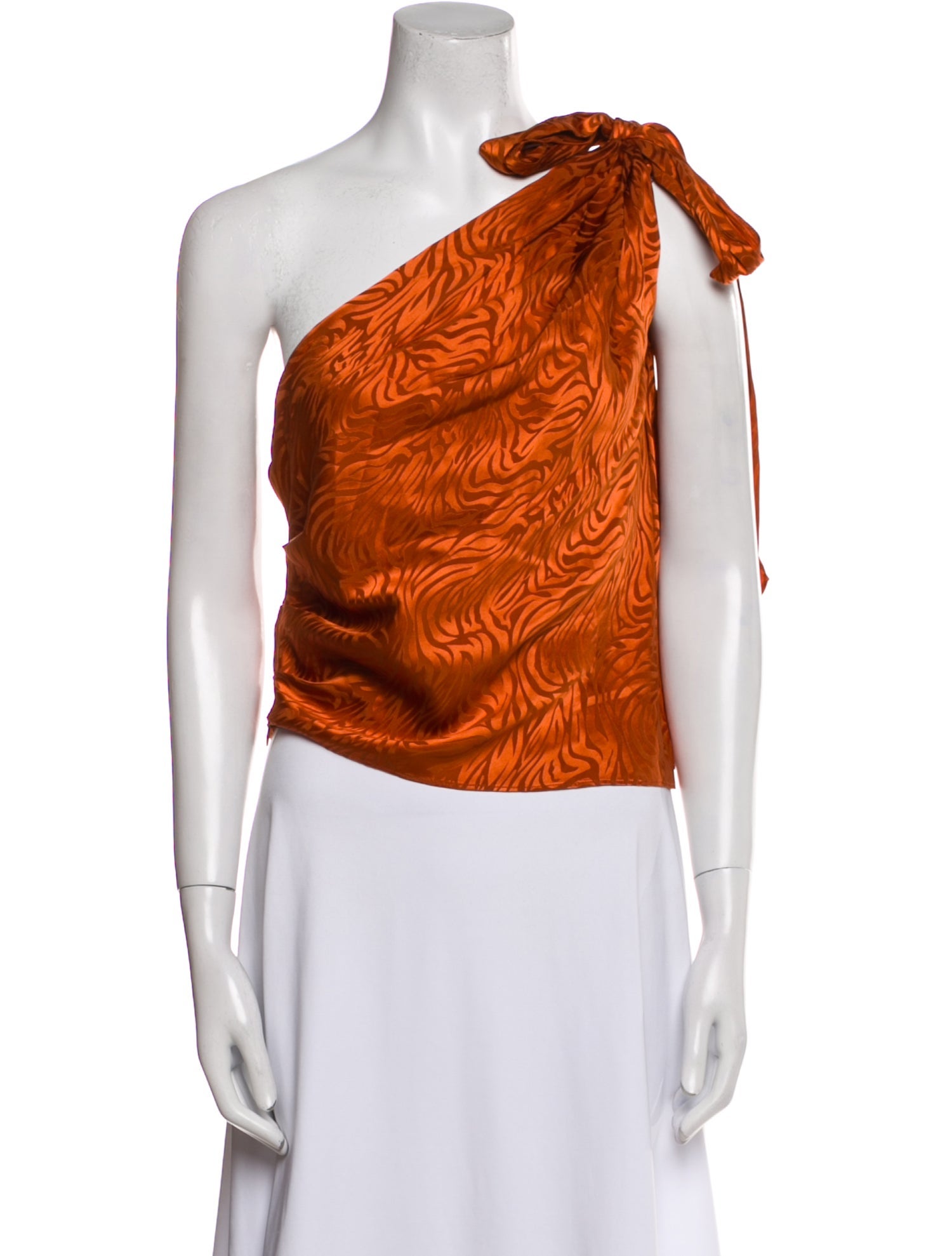 Ronny Kobo Silk One-Shoulder Crop Top