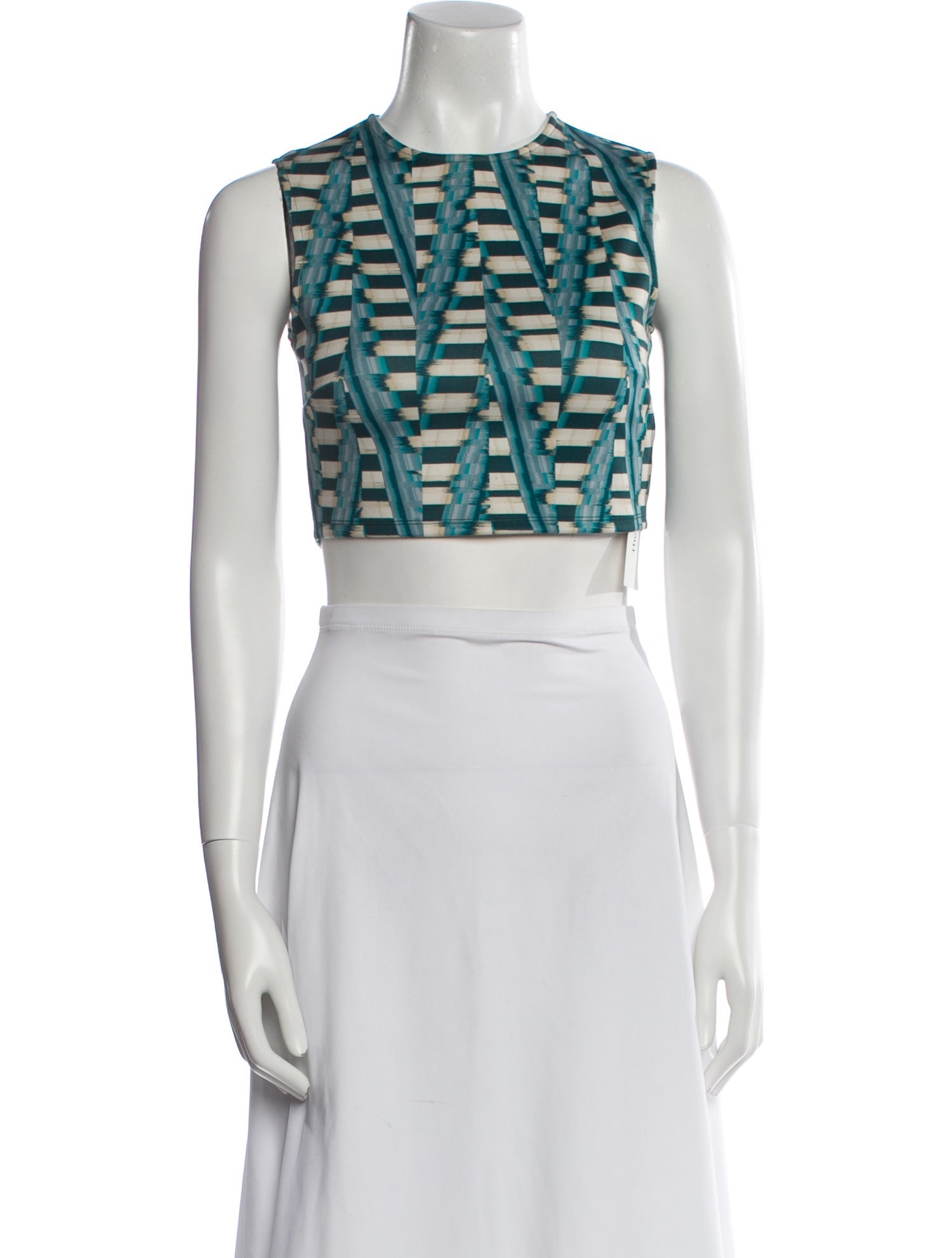 Ronny Kobo Printed Crew Neck Crop Top