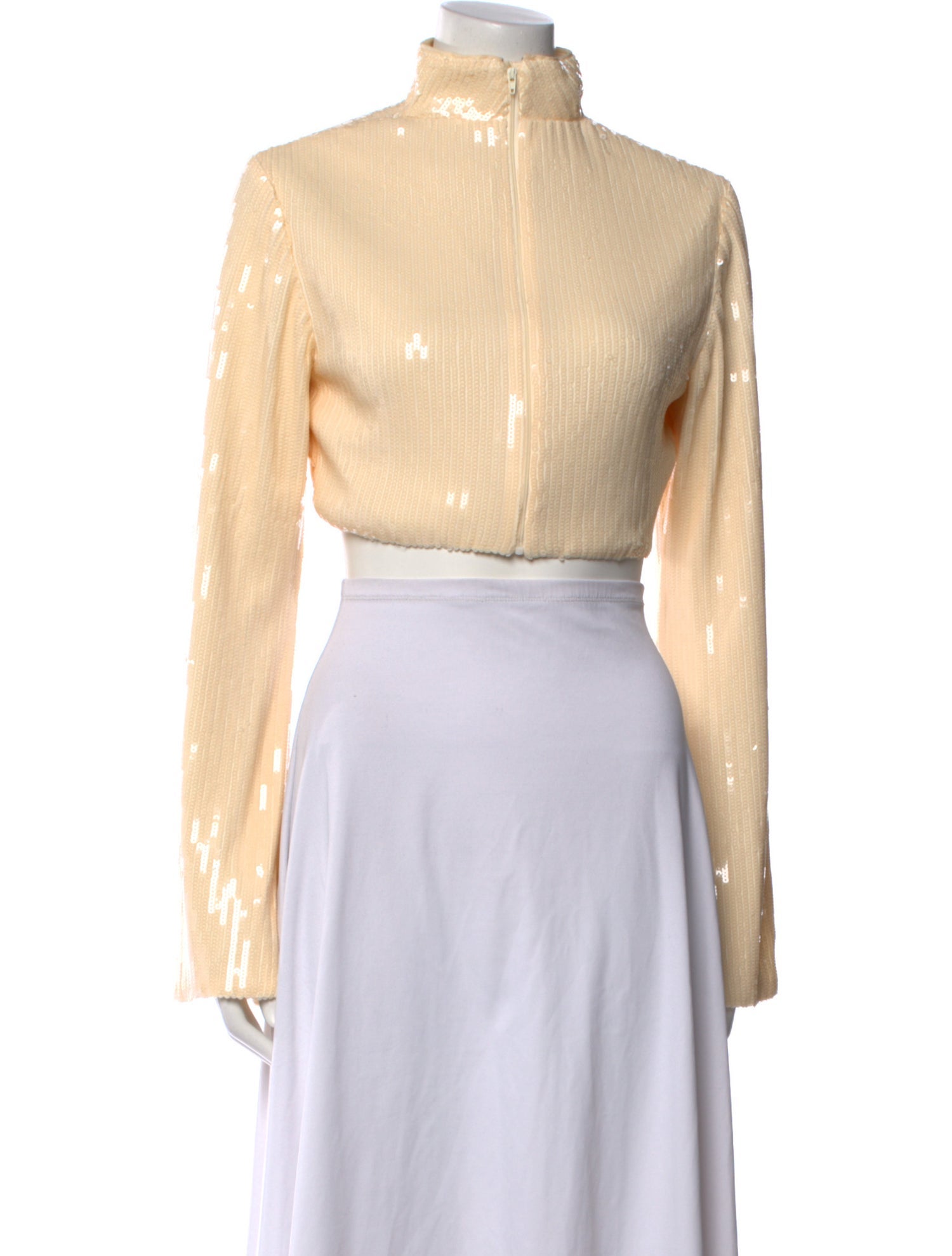 Ronny Kobo Mock Neck Long Sleeve Crop Top