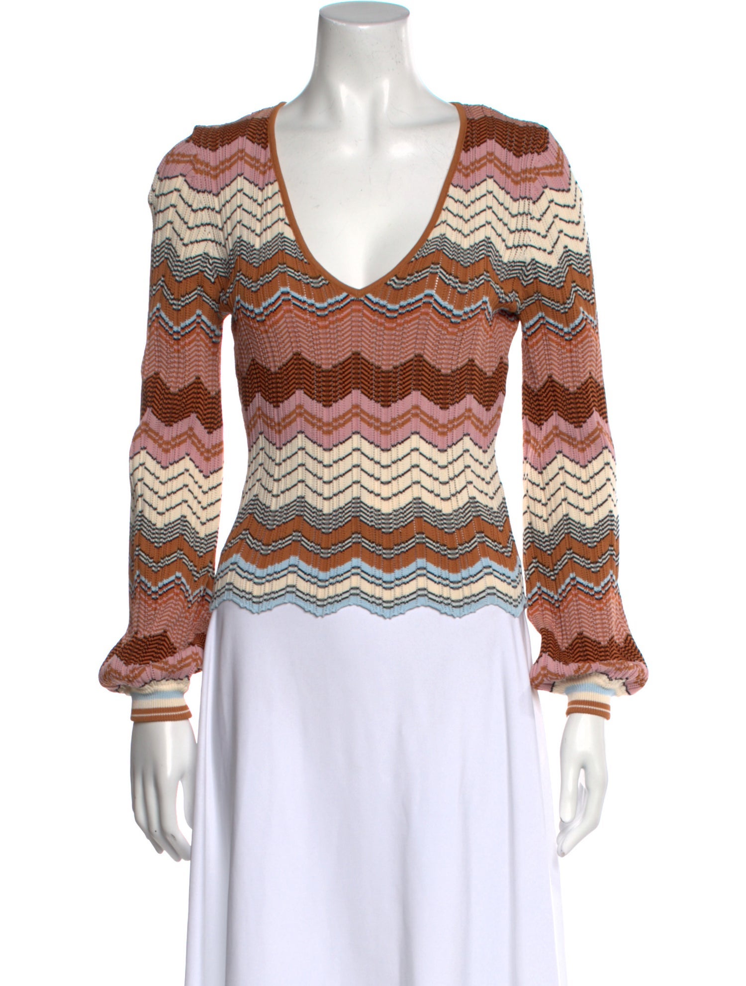 Ronny Kobo Striped V-Neck Sweater