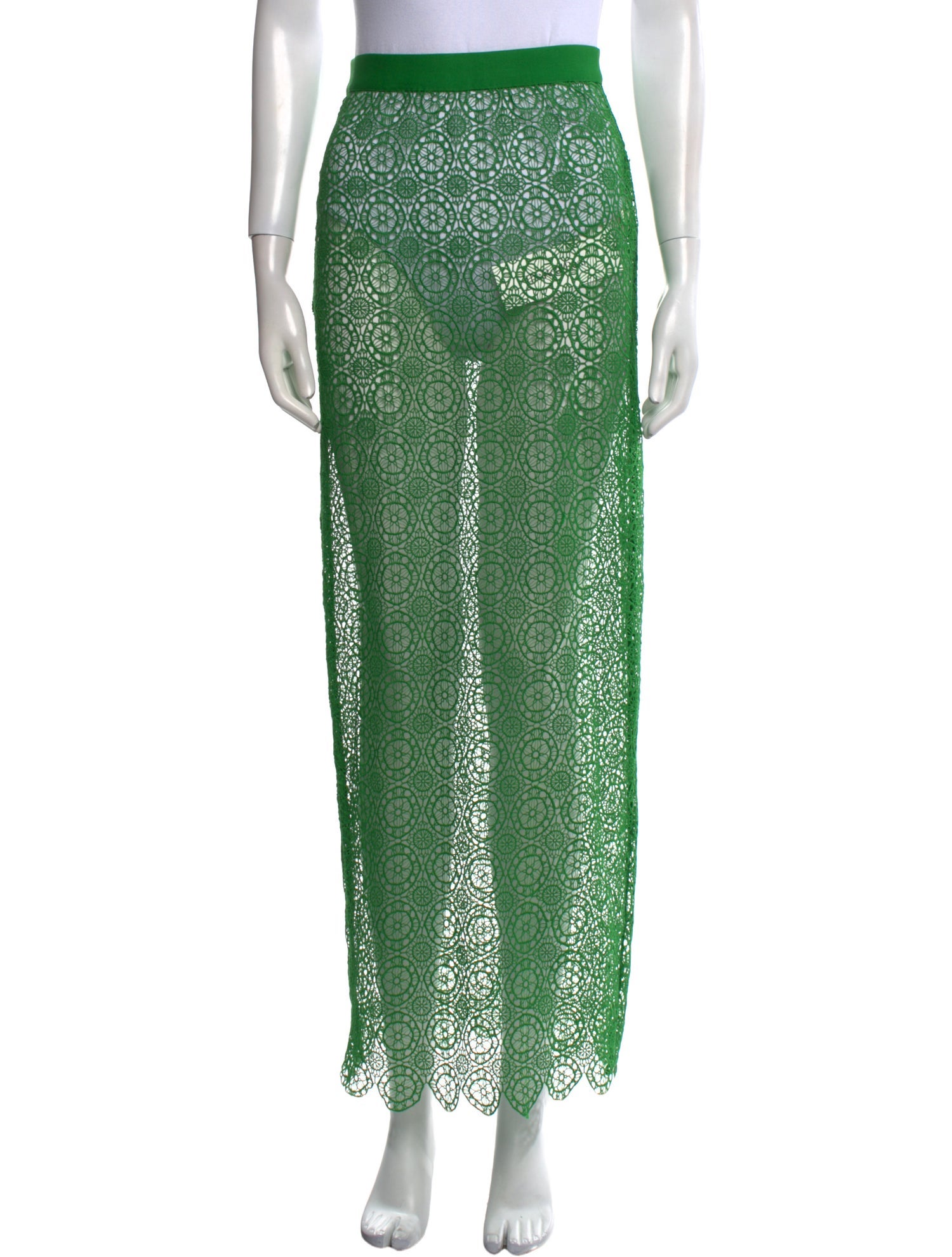 Ronny Kobo Lace Trim Embellishment Long Skirt