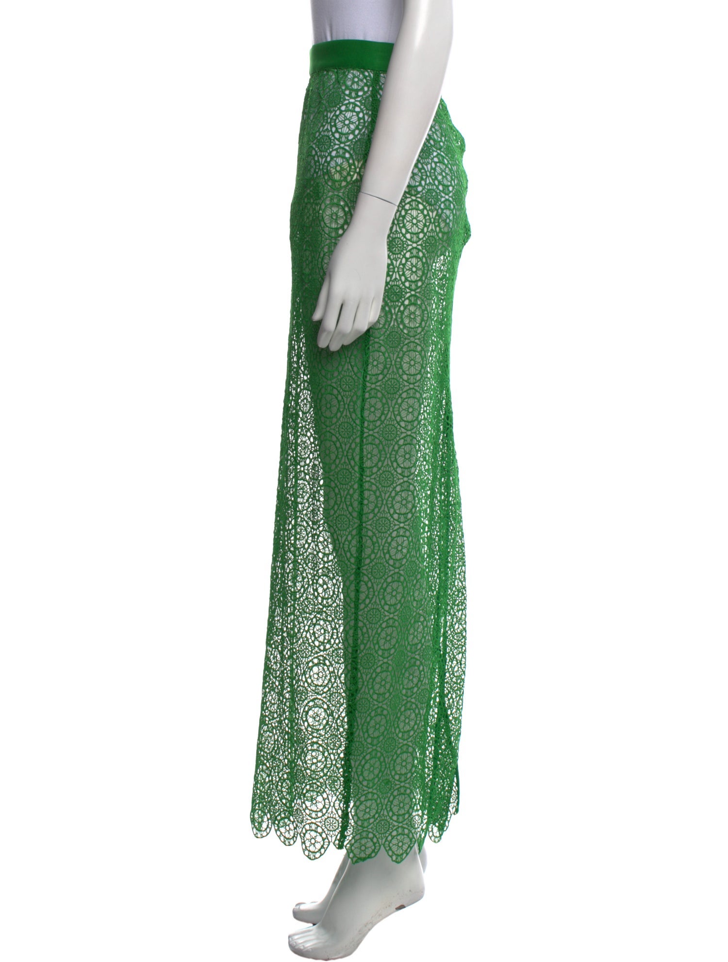 Ronny Kobo Lace Trim Embellishment Long Skirt