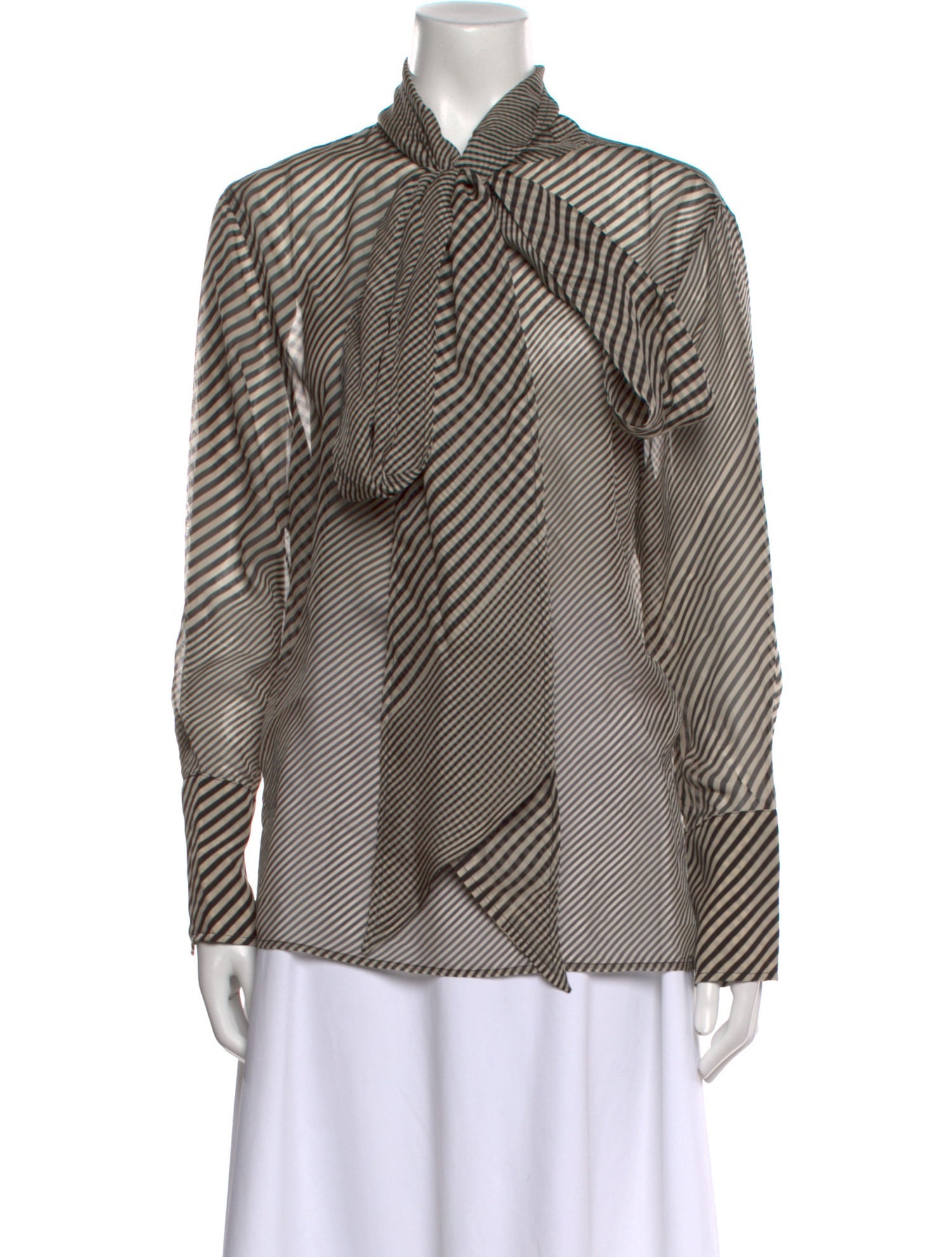 Ronny Kobo Silk Striped Button-Up Top