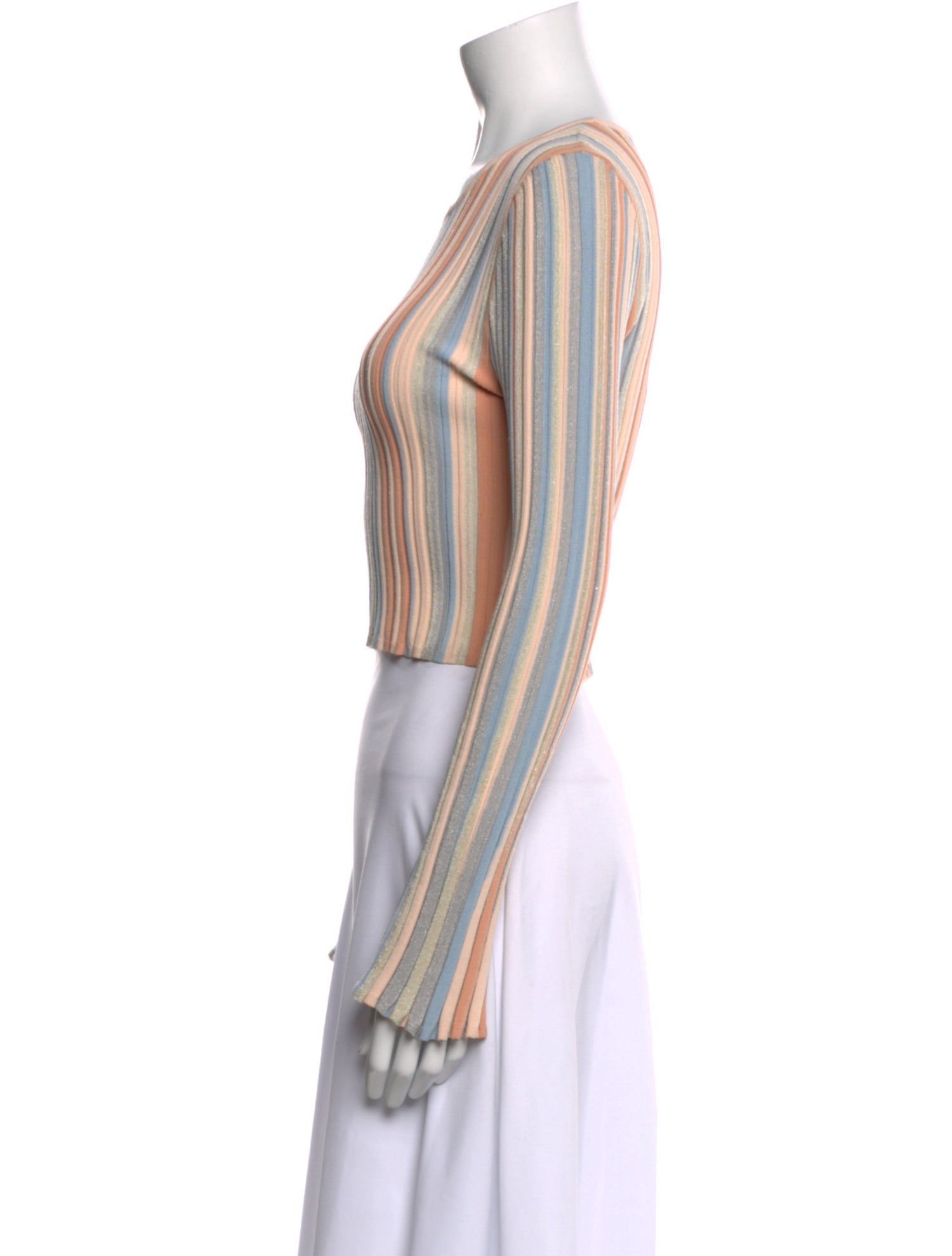 Ronny Kobo Striped Scoop Neck Crop Top