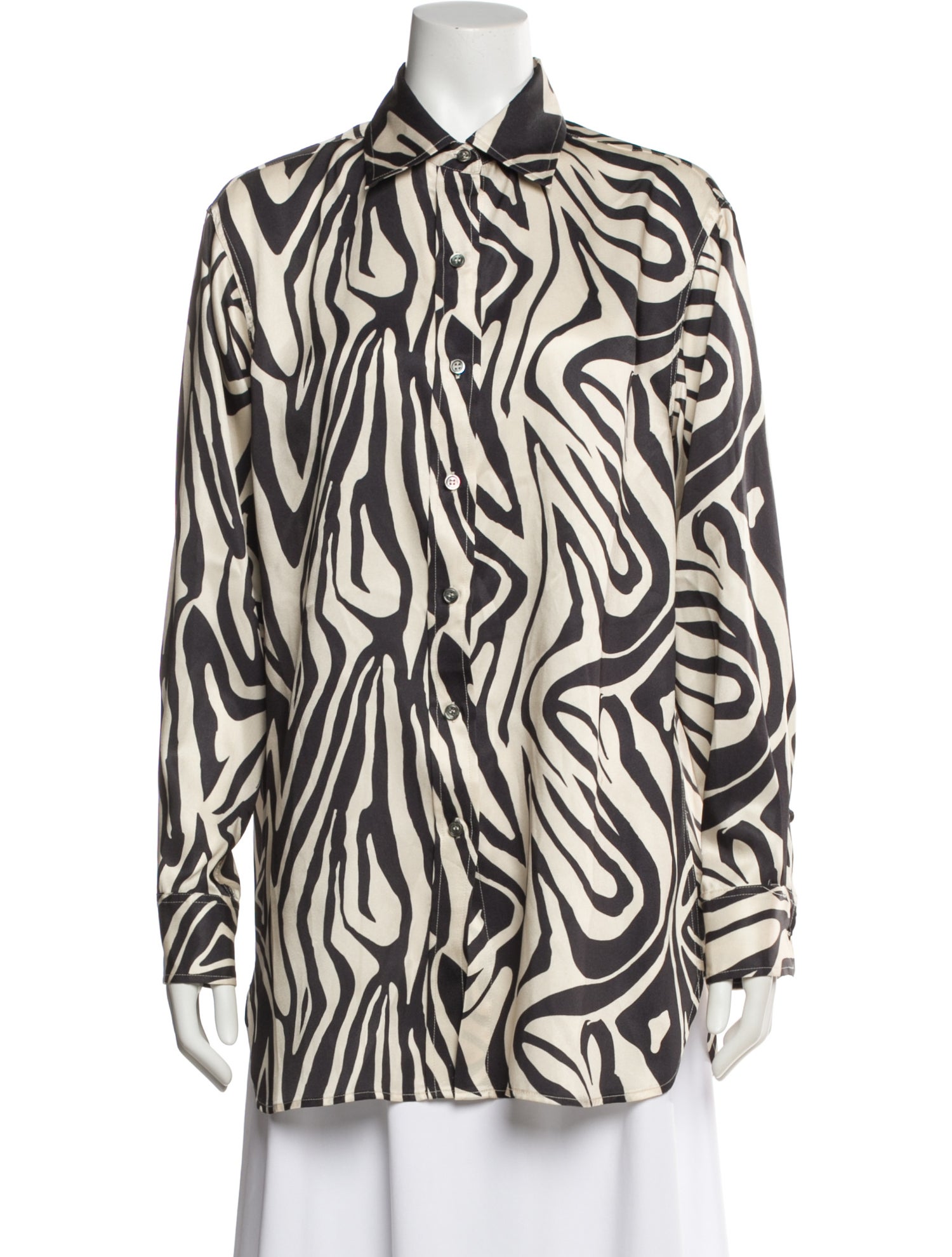 Ronny Kobo Animal Print Long Sleeve Button-Up Top