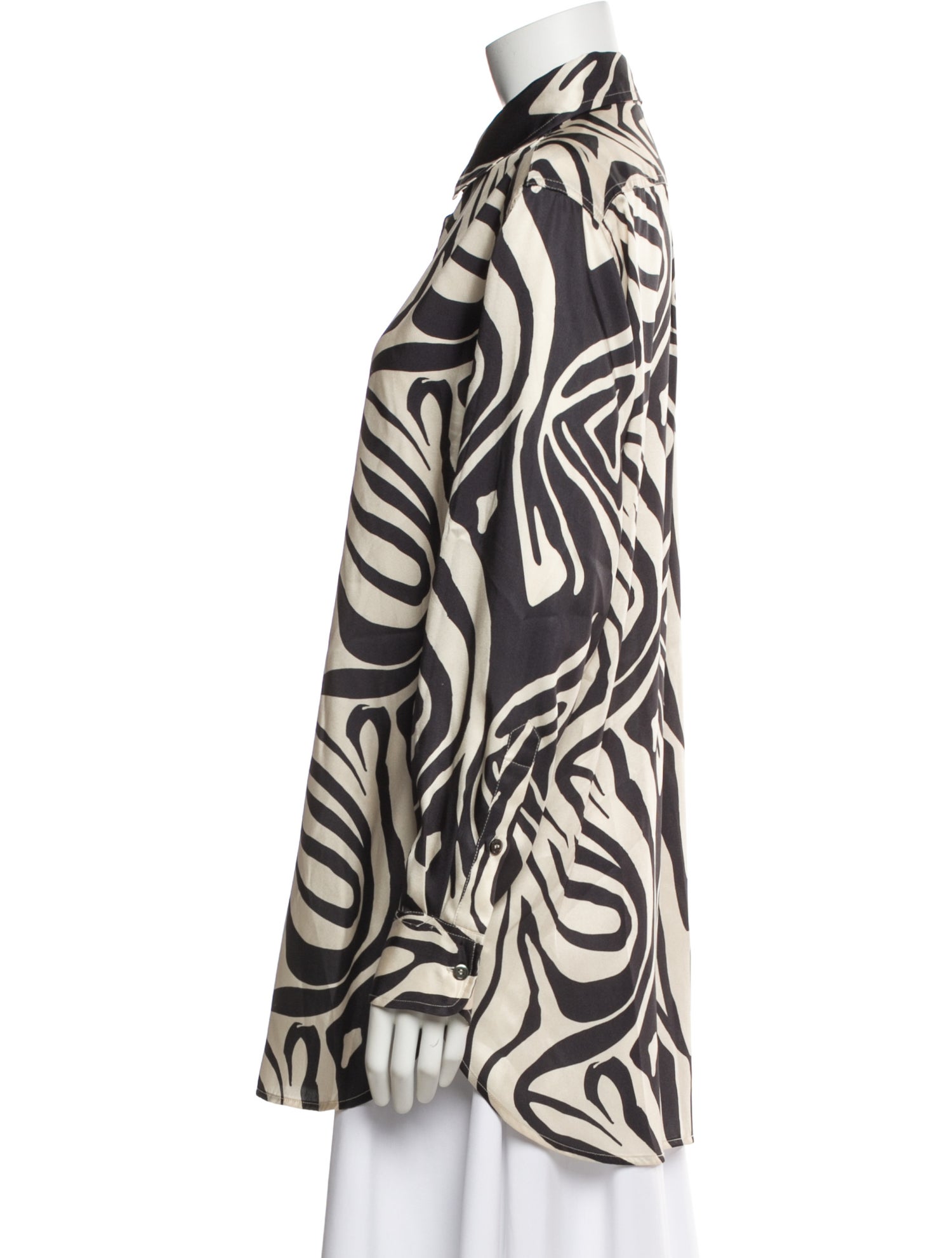 Ronny Kobo Animal Print Long Sleeve Button-Up Top