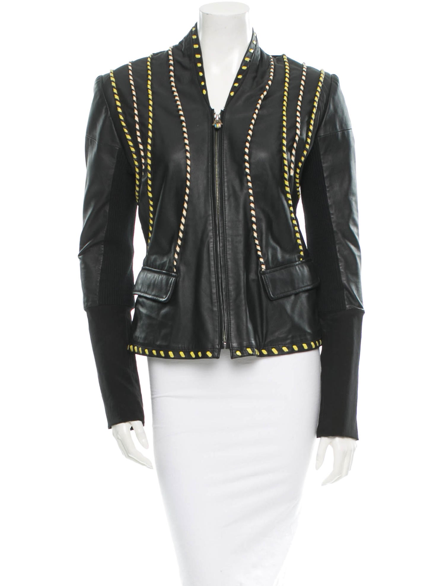 Class Roberto Cavalli Leather Jacket Clothing Wro20182 The Class Roberto Cavalli Leather Jacket