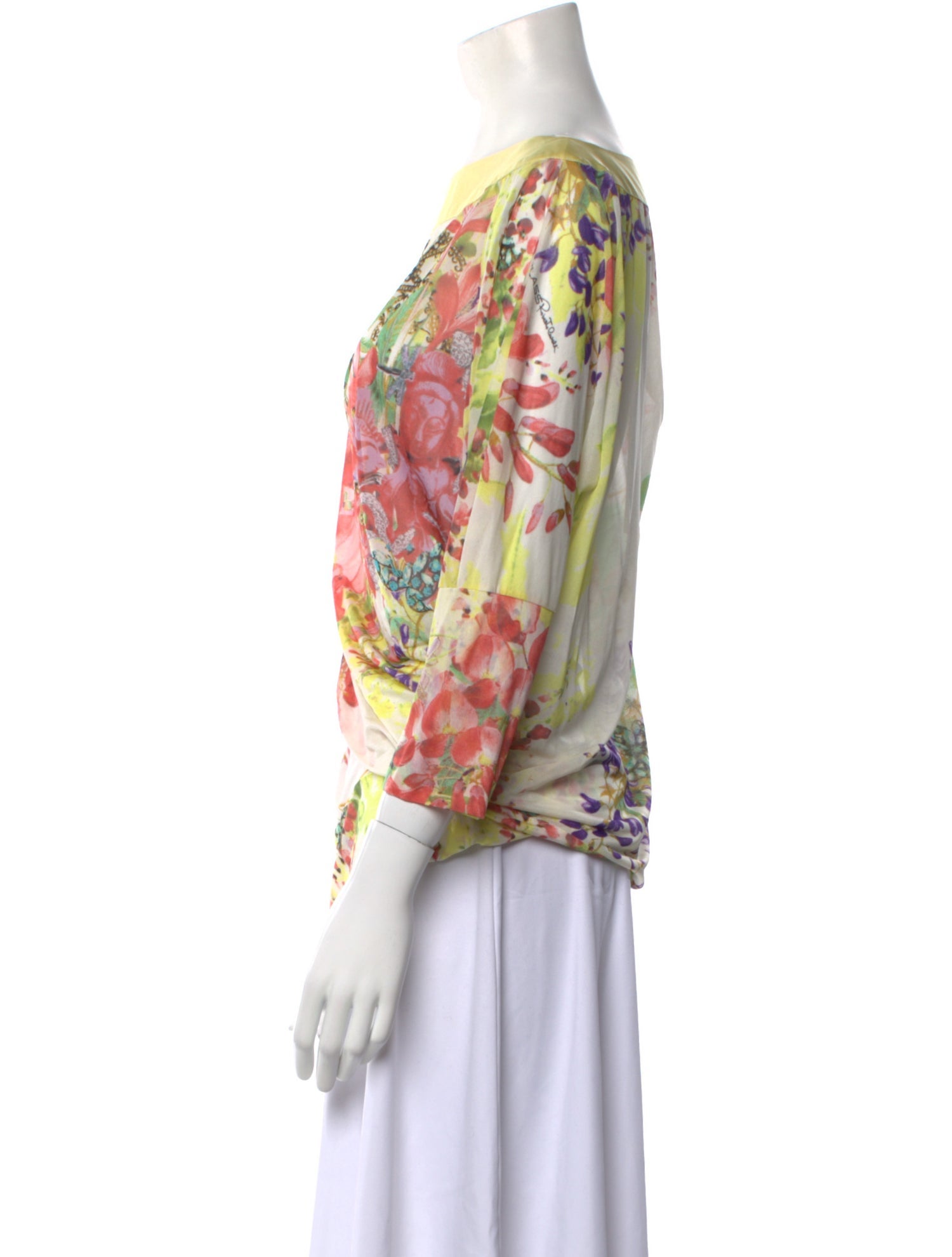 Class Roberto Cavalli Floral Print Bateau Neckline Blouse