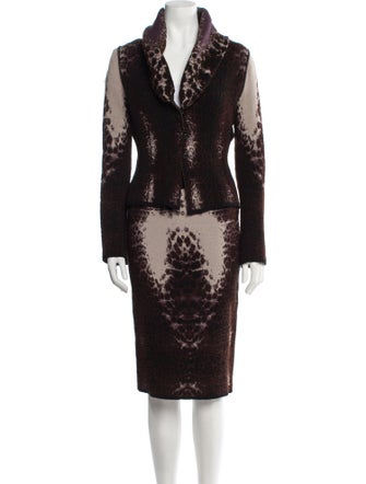 Class Roberto Cavalli Virgin Wool Printed Skirt Suit